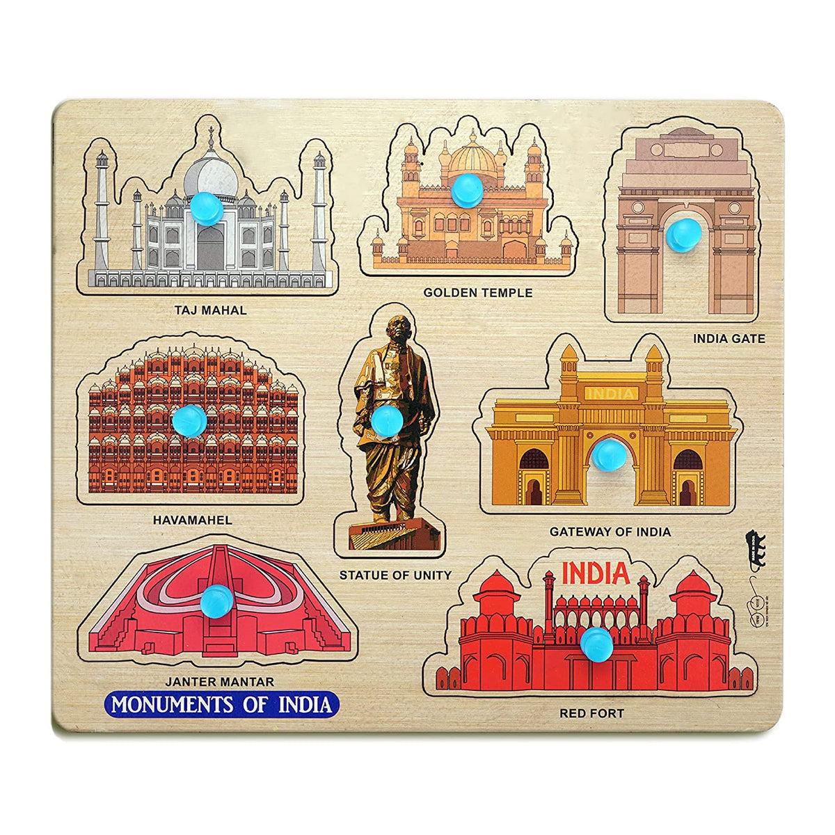 APPSTER Monuments of India Colorful Wooden Puzzle Toy Kids Games Toys for Kids 3+ Jigsaw Puzzles for Adults Baby Learning Educat