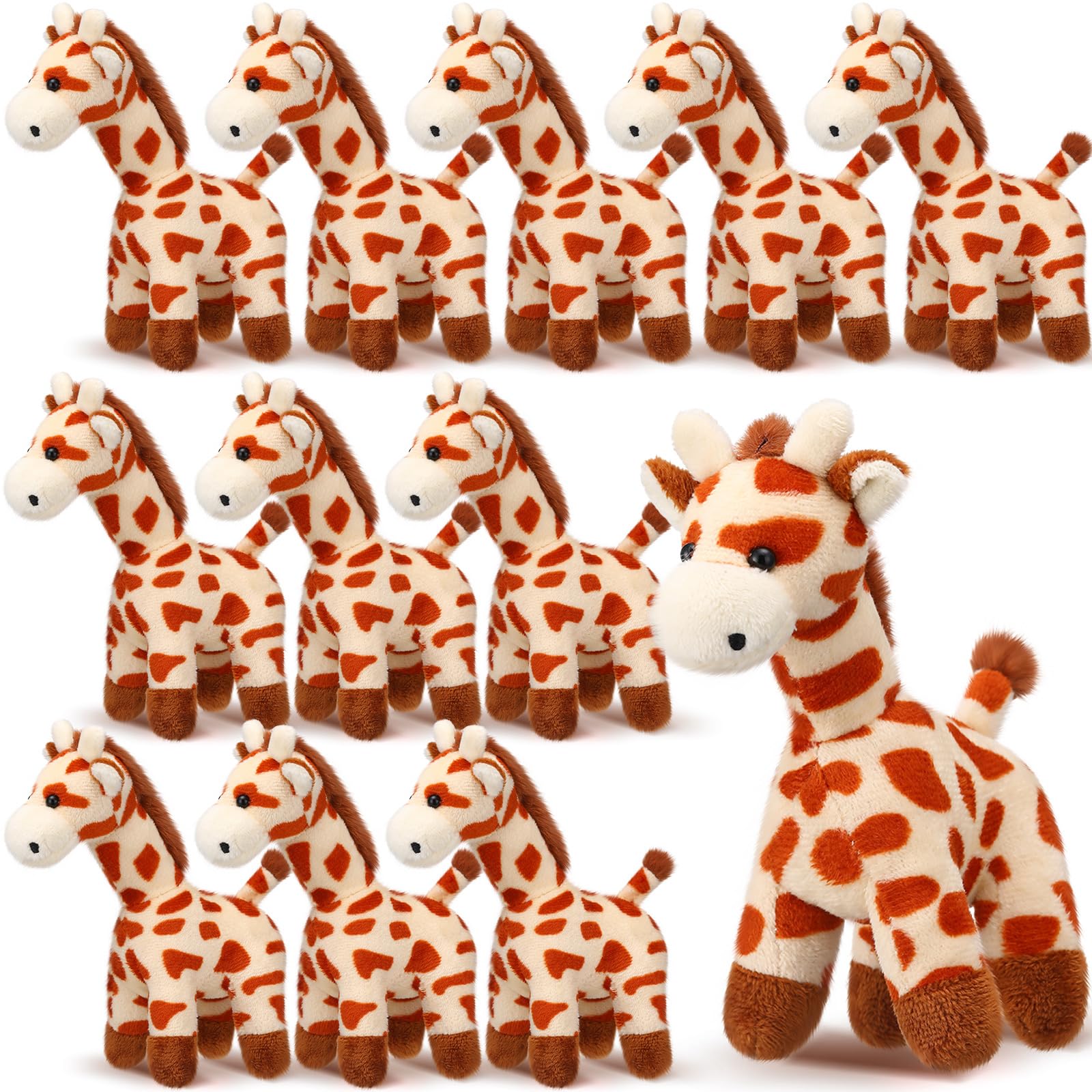 Blueweenly 12 Pcs Giraffe Stuffed Animal Bulk 6'' Stuffed Giraffe Plush Toy Soft Safari Plush Zoo Wild Animal Party Decoration Cute Tiny Keychains for Back to School Kid Girl Boy Birthday Forest Party