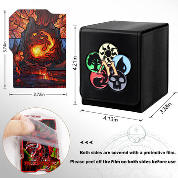 Card Deck Box For Ygo Mtg 3D Sculpted Relief Deck Box 110 Card Storage Box Trading Games Leather Storage With Divider (Mtg)