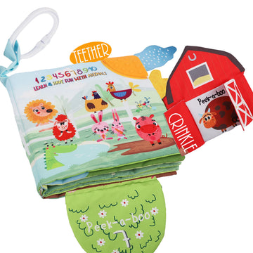 Touch And Feel Cloth Crinkle Books For Babies Infant, Baby Books Toys 0-3-6-12-18 Months, Christmas Shower Baby Gift, High Contr