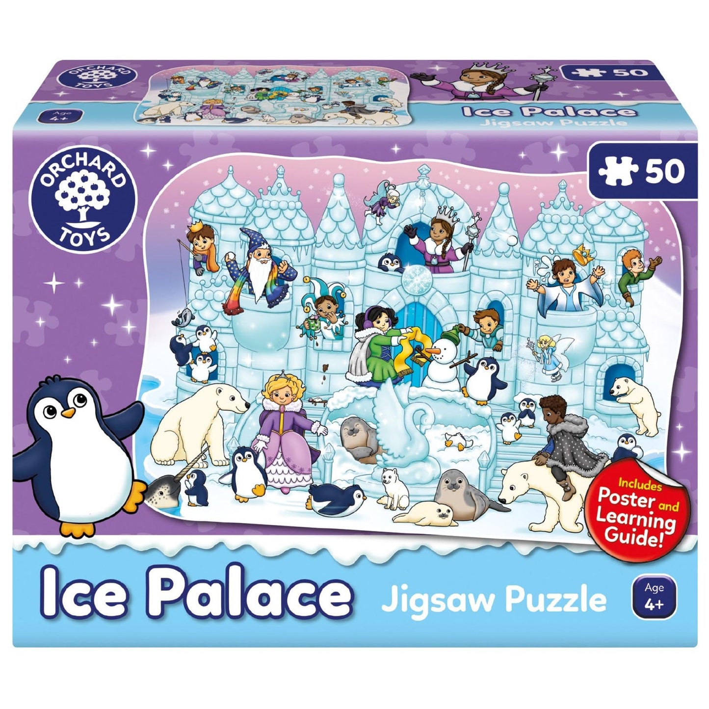 Orchard Toys Ice Palace Jigsaw Puzzle Age 4+, 50-Piece Puzzle, Include Poster and Educational Learning, Perfect for Ages 4+, Dev