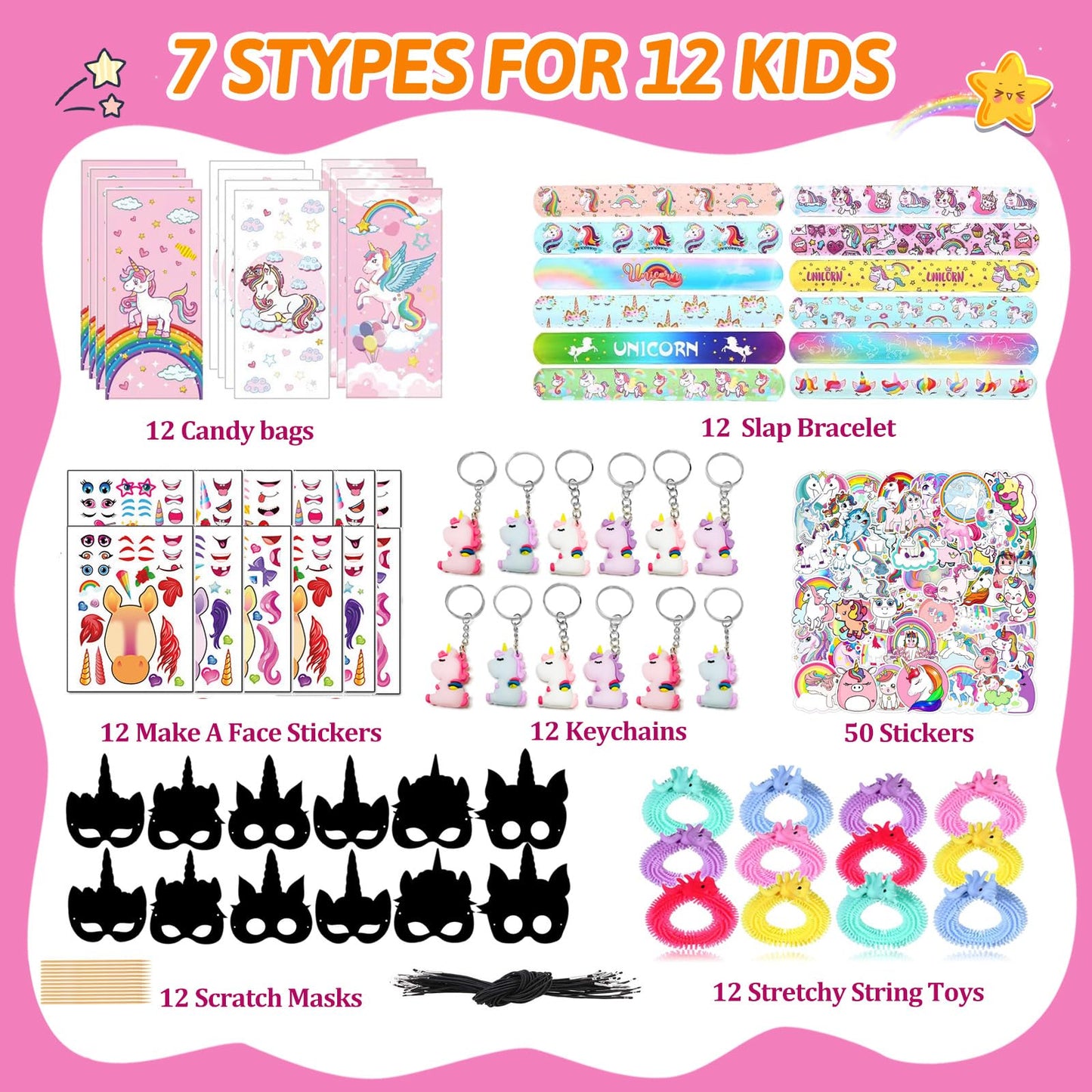 CIRDOTSH Unicorn Party Favors for Kids, Unicorn Birthday Party Supplies, Unicorn Goodie Bags Gifts, Unicorn Fillers Pinata Stuff