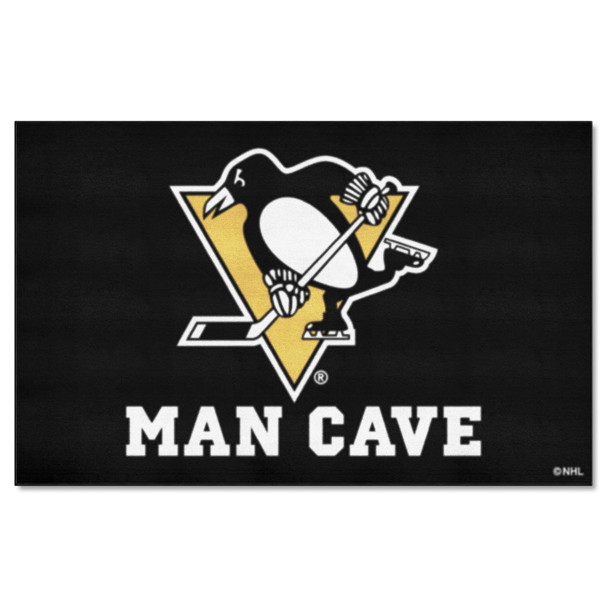 FANMATS 14479 Pittsburgh Penguins Man Cave UltiMat Rug - 5ft. x 8ft. | Sports Fan Area Rug, Home Decor Rug and Tailgating Mat