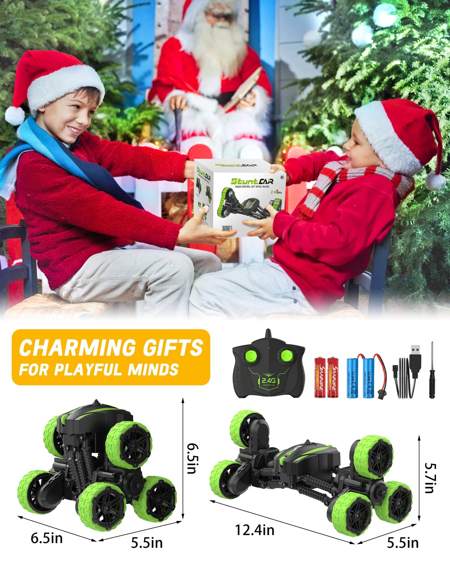 iappadore RC Car Toy, Transform Remote Control Stunt Cars, Features Extend & Retract, 360-degree Rotations, Forward Backward, 4W