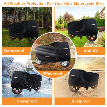 Kids Bike Cover Waterproof Outdoor,Grabado Heavy Duty 420D Kids Motorcycle Bike Cover,Universal Children'S Tricycle Cover With 4