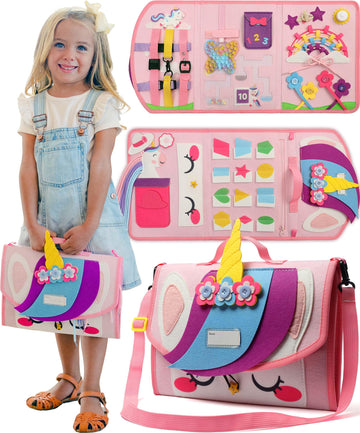 Unicorn Busy Board For 3 Year Old Girl - Toddler Girl Toys, Gifts For 3+ Year Old Girls - Toys For 3 Year Old Girl. Montessori T