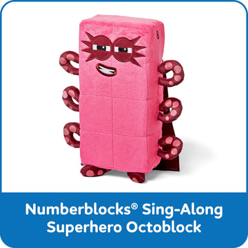 hand2mind Numberblocks Sing-Along Superhero Octoblock Plush Toy, 13.5" Cotton, Multicolor, Model 96940, Ideal for Toddlers and Preschool Learning