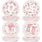 Wiooffen 48 PCS Coquette Bow Cowgirl Paper Plates Cowgirl Pink Bow Party Dessert Dinner Plates Western Coquette Party Tableware 