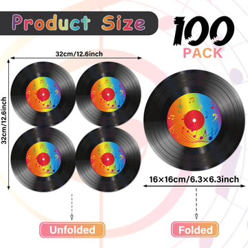 100 Pcs Vinyl Record Themed Napkins 50'S Theme Party Decorations For 1950'S Music Birthday Rock Party Supplies Back To 50S Rock Paper Napkins Music Roll Party Favors Throwback Retro