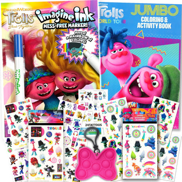 Dreamworks Trolls Coloring And Activity Books Bundle With Coloring Book, Activity Pack, Stickers, And More