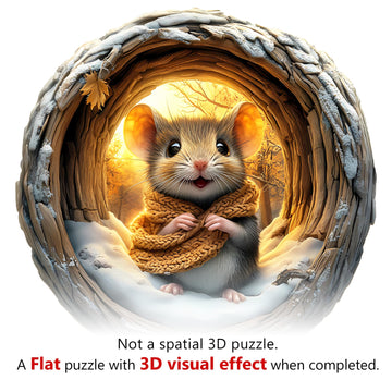KAAYEE Wooden Puzzles for mature-themeds 100 Pieces Visual 3D Wooden Mouse Jigsaw Puzzles for mature-themed Animal Wood Puzzle Gifts for mature-themeds Kids Mouse Puzzle(8.5 * 8.4in)