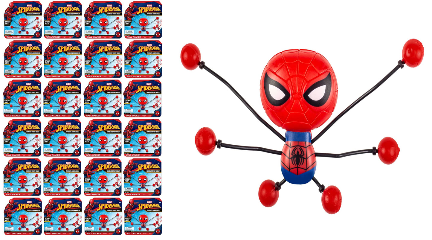 JA-RU Marvel Spiderman Toy Figure Sticky Wall Crawlers for Kids (24 Units) Super Hero Stretchy Fidget Toy. Stress Relief. Bulk Goody Bags for Kids Birthday. 6812-24