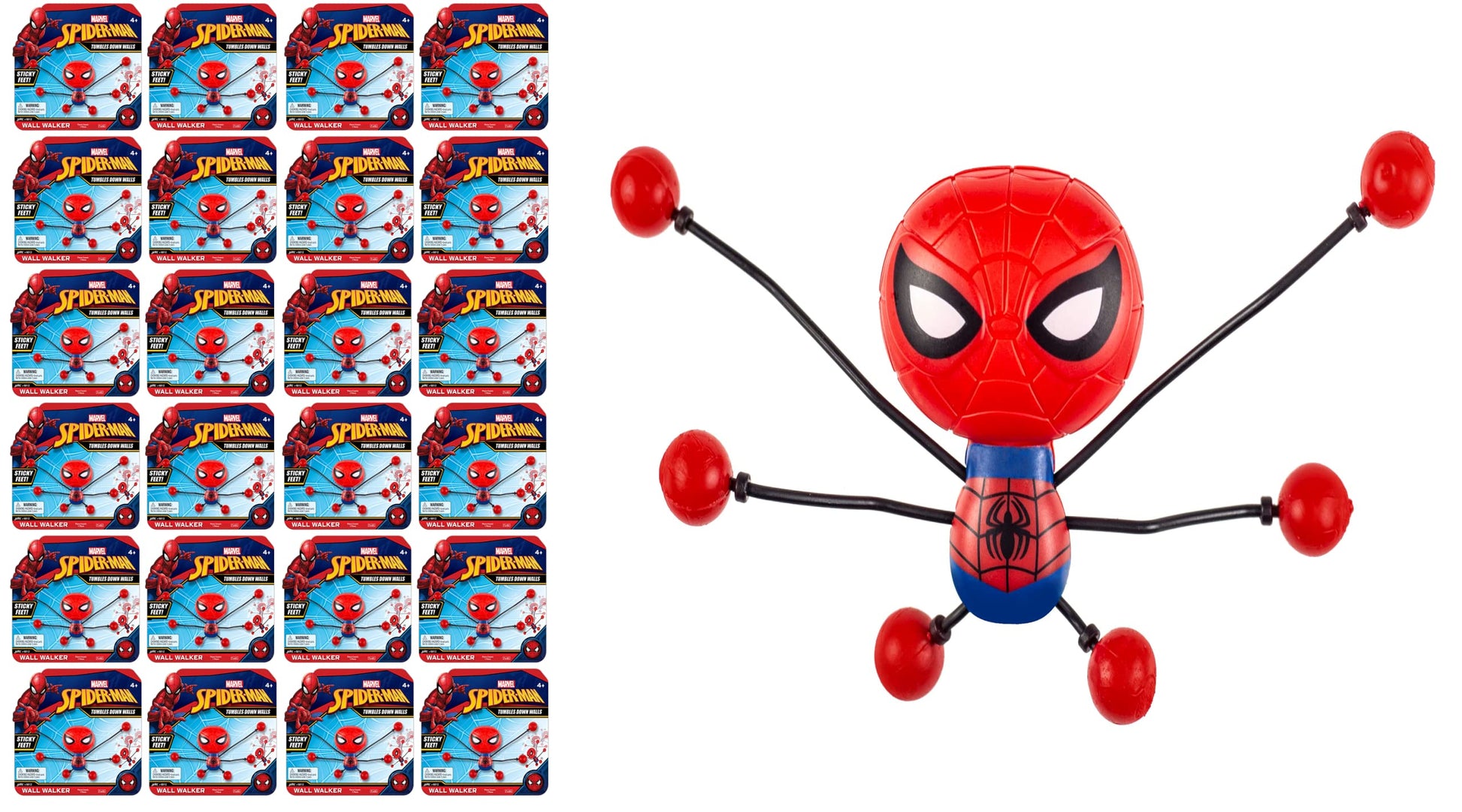 JA-RU Marvel Spiderman Toy Figure Sticky Wall Crawlers for Kids (24 Units) Super Hero Stretchy Fidget Toy. Stress Relief. Bulk Goody Bags for Kids Birthday. 6812-24