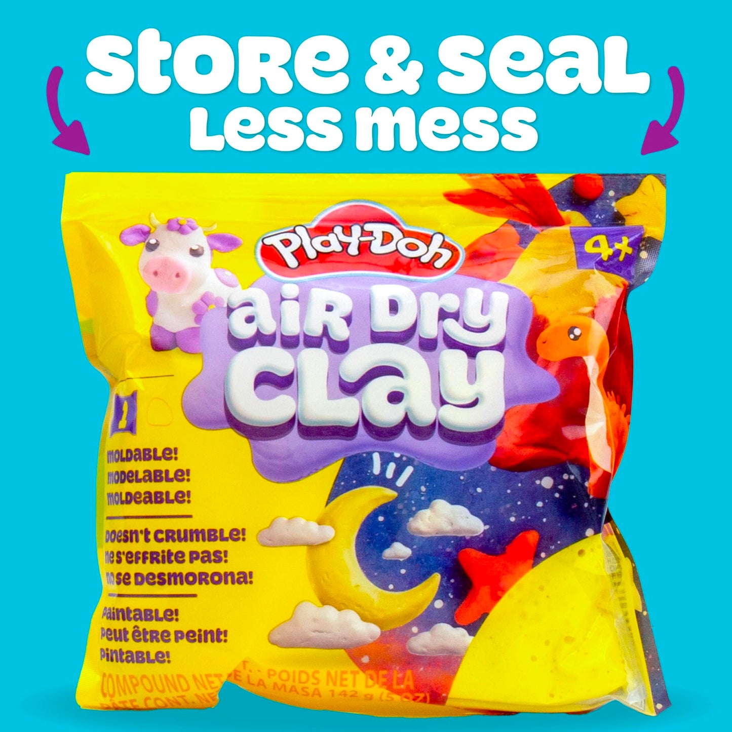 Play-Doh Air Dry Clay, 5 oz. Yellow Clay Bag, Art Supplies, Craft Supplies, Clay Tools & Kit, Modeling Clay for Kids, Air Dry Cl