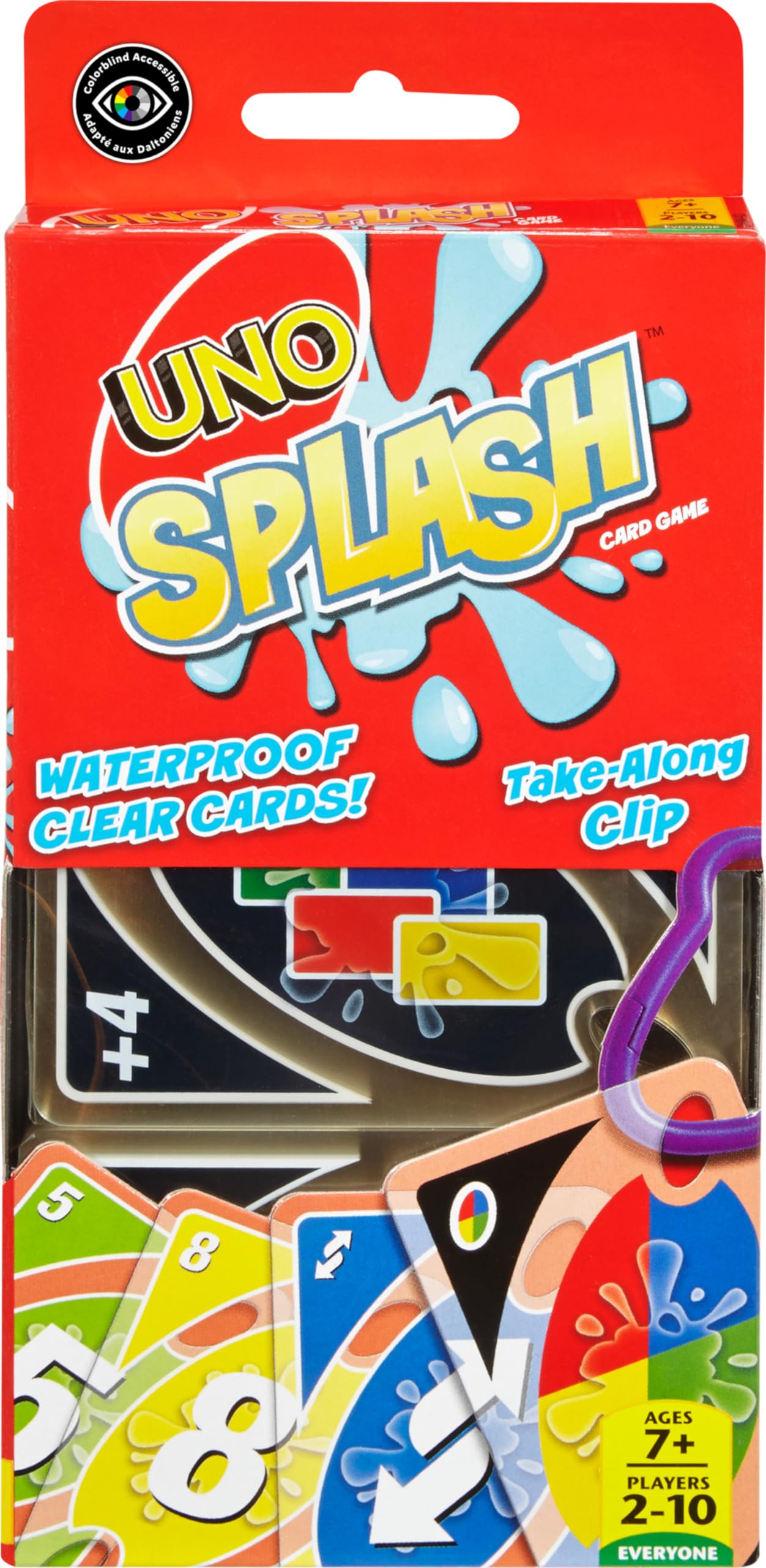 Mattel Games UNO Flip! Splash Card Game for Kids, Adults & Game Night with Water-Resistant Double-Sided Cards