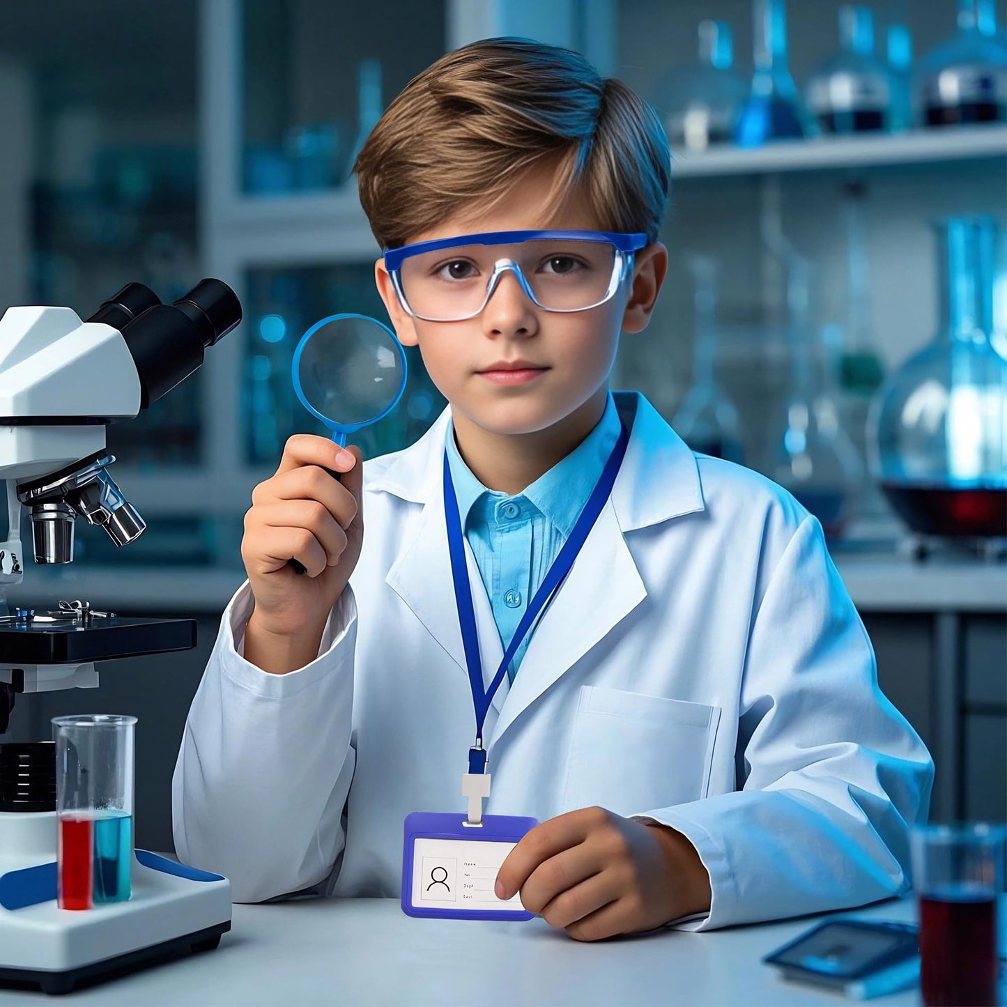 Gortykor Doctor Scientist Costume for Kids Lab Coat for Boys Girls Career Day Cosplay Dress Up (6-7 Years)