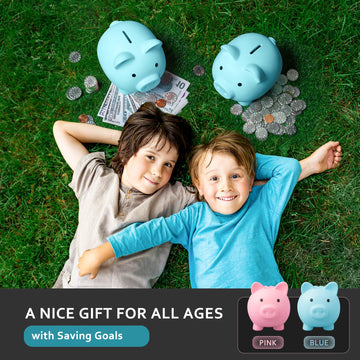 Piggy Bank For Kids Adults, Vcertcpl Unbreakable Plastic Piggy Bank Coin Bank Money Saving Box For Cash Saving, Kids Bank Money Jar Adults, Piggy Bank For Boys Girls, Gift Toys Banks For Kids (Blue)