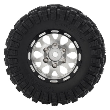 MEUS RACING 1.2 Beadlock Wheels Tires Set Brass Rim for TRX4M SCX24 FCX24 AX24 1/24 1/18 RC Crawler Car, Negative 4mm 42g (Slive