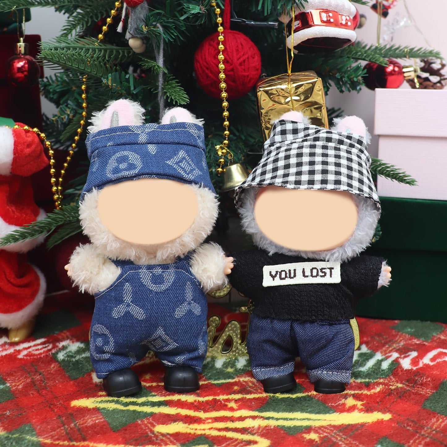 2 Packs Clothes Set for 17cm Dolls Shoes & Hat & Overalls Set for 17cm Accessories Suit Outfits  Cute Clothes for Dress up 6.7 Doll