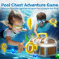 Pool Wave Kids Diving Pool Toy, Large Treasure Chest Water Dive Game W/Keys Gems Fish, Toddler Outdoor Swimming Treasure Box Pla