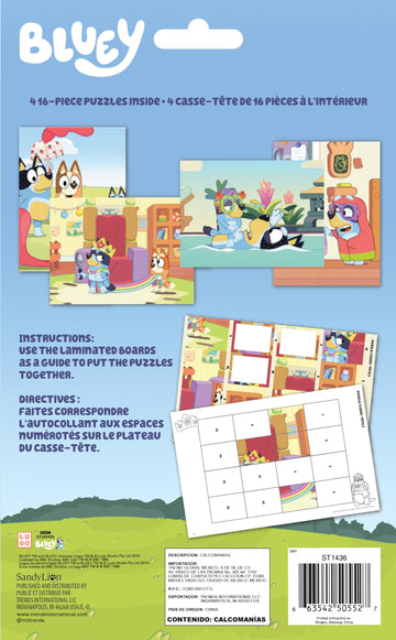 Trends International - Bluey Bandit and Chilli Adventures Sticker Puzzle Pack - 12 Puzzles, 4 Boards - Multicolor - Beginner - A