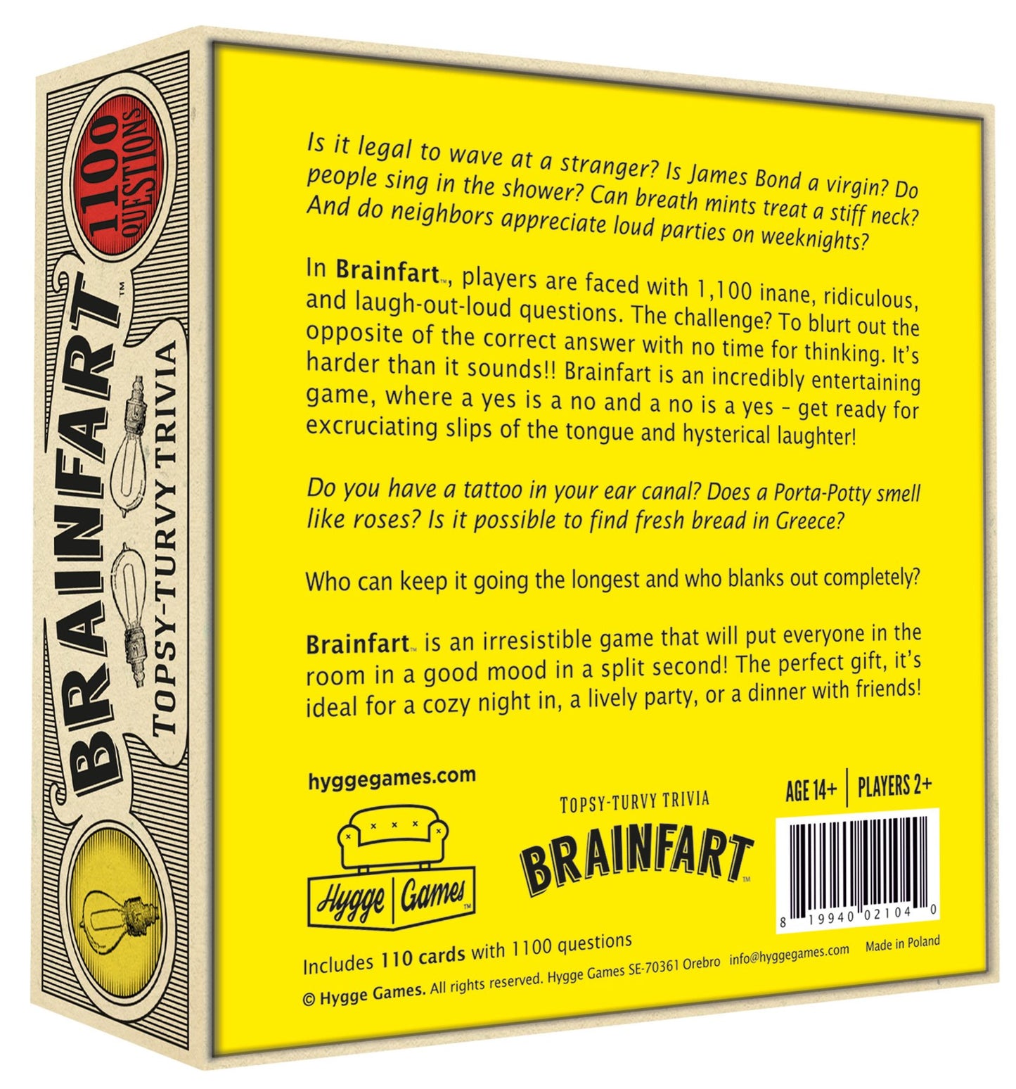 Hygge Games Brainfart Topsy Turvy Trivia Game, Cardboard, Sand Color, Model 21040
