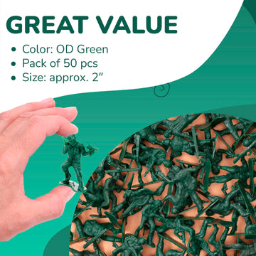 Entervending Army Men Action Figures - 2    Small Soldiers For Boys - 50 Pcs Green Army Soldier Toy Playset - Military Toys - Ar