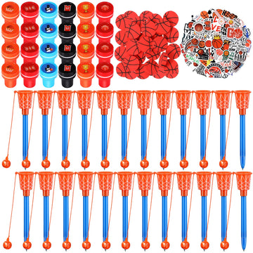 Aoriher 122 Pcs Basketball Party Favors, Includes Basketball Stampers, Hoop Pens, Mini Pencil Erasers, Stickers, Self Inking Sta