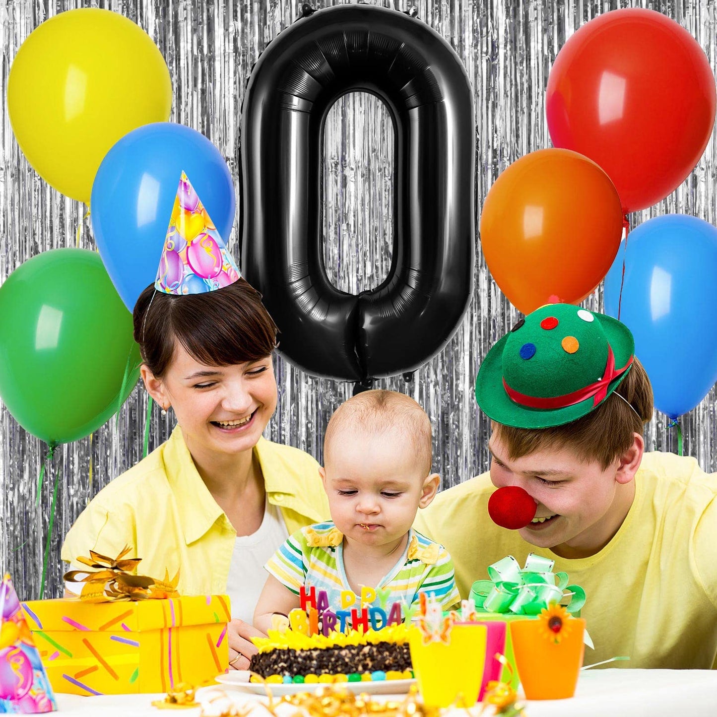 Large Black Number 0 Balloons, 40 Inch Foil Balloons, Giant Number Balloons For Women/Men Birthday Party Anniversary Celebration