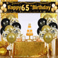 65Th Birthday Decorations For Men Women Black And Gold, Black Gold Birthday Yard Banner Sign And 18 Pcs 65Th Happy Birthday Balloons For 65Th Anniversary Birthday Party Supplies Outdoor Yard Decor