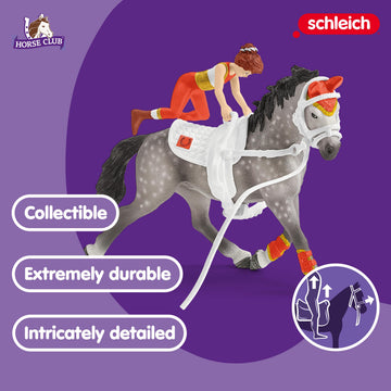 Schleich Horse Club Mia's Vaulting Set - 18 Piece PVC Play Set for Kids, Multi, Model 42443