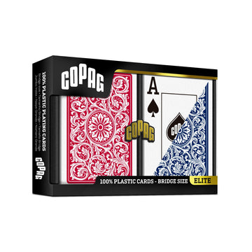 Copag 1546 Design 100% Plastic Playing Cards, Bridge Size (Narrow) Red/Blue (Jumbo Index, 6 Sets)