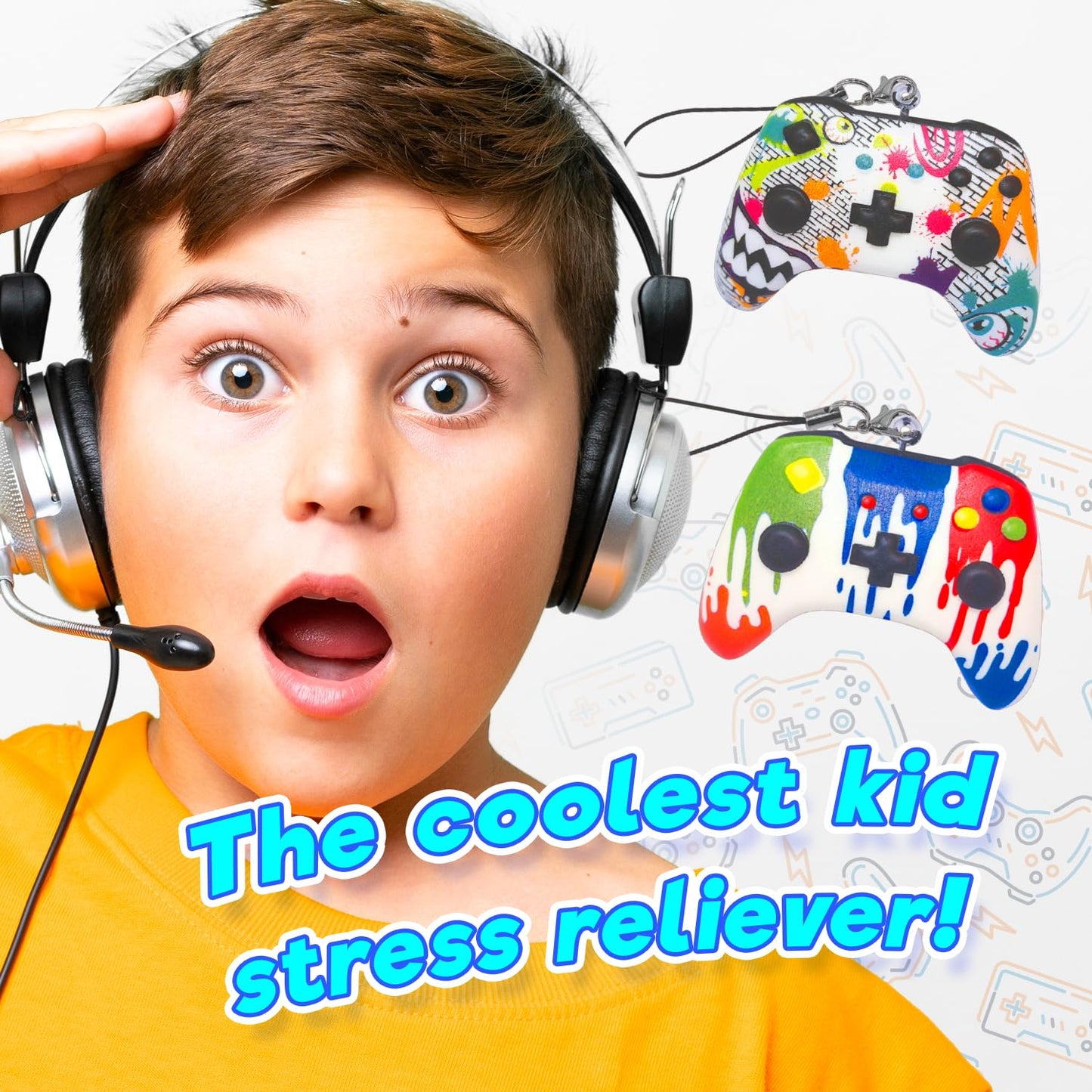 JA-RU Squishy Foam Play Controller Toy (1 Controller Assorted) Mini Squish Console Command Stress Relief Toys with Carry Cord. Smushy Party Favor Collectible Fidget for Kids  Teen  & mature-themed. 3362-1