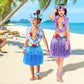 Fortuning'S Jds 40Cm Girl'S Hawaiian Hula Grass Skirt With Flowers Costume For Luau Beach Party Performance Outfits Decor Purple
