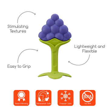 Innobaby Original Teethin Smart Ez Grip Fruit Teether And Sensory Toy For Babies And Toddlers In Grape. Bpa Free Teether