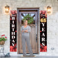 Happy 65Th Birthday Porch Sign Door Banner Decor Red And Black - Glitter Cheers To 65 Years Old Birthday Party Theme Decorations