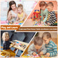 iHarPro 25 in 1 Busy Board - Wooden Montessori Sensory Toy, 17.7" x 7.8", Brown, with LED Light Switches for Toddlers 1