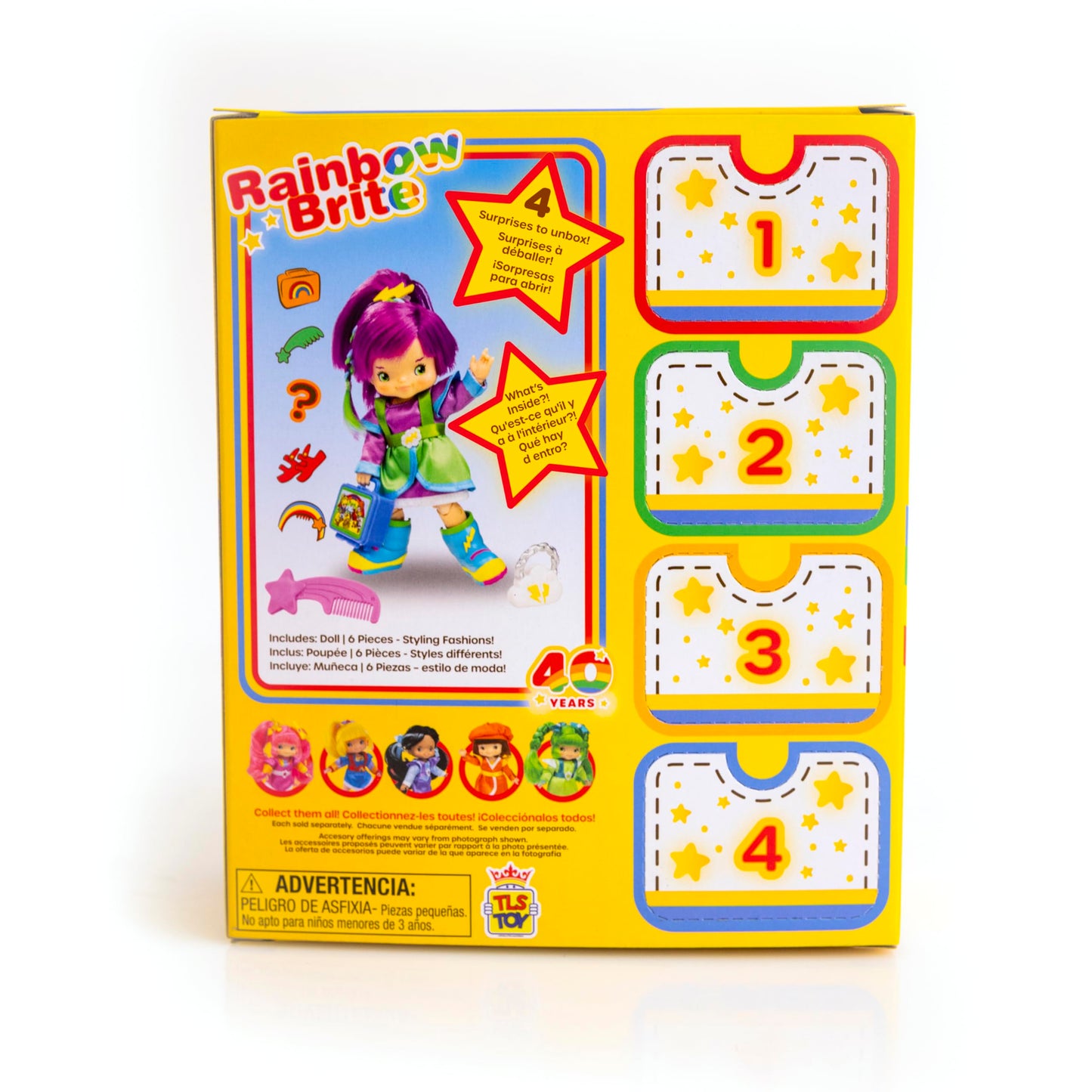 Rainbow Brite 5.5-Inch Stormy Poseable Fashion Doll With 4 Surprise Reveal Accessories