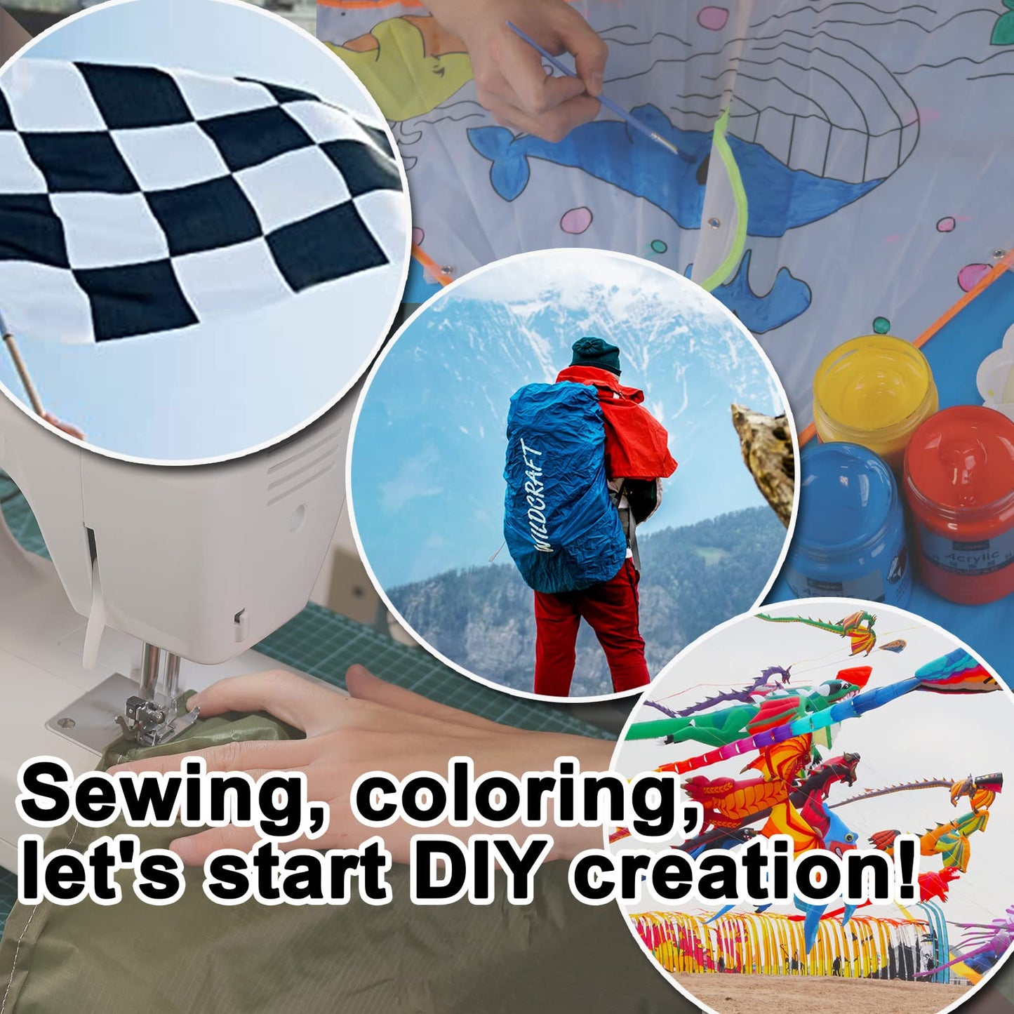 9Km Dwlife Nylon Ripstop Fabric, 6 Color Set: 60X39 Inch, 40D Waterproof, Lightweight, Windproof, Bulk Fabric For Kite, Tent, Fl