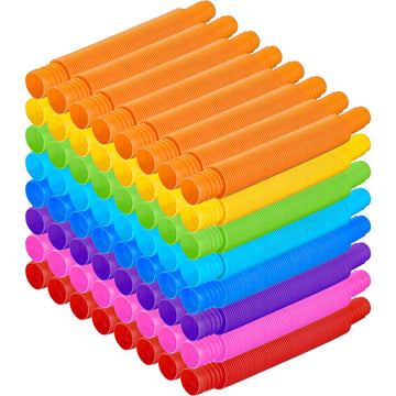 100 Pieces Tubes Sensory Toys Fidget Tube For Teens And Adults Multi-Color Mini Stretch Pull Tube Toy For Stress And Anxiety Rel
