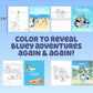 Horizon Group USA Aqua Art - Reusable Water Reveal Pages, 6"x9", Bluey, Model 214736, No-Mess Drawing and Coloring