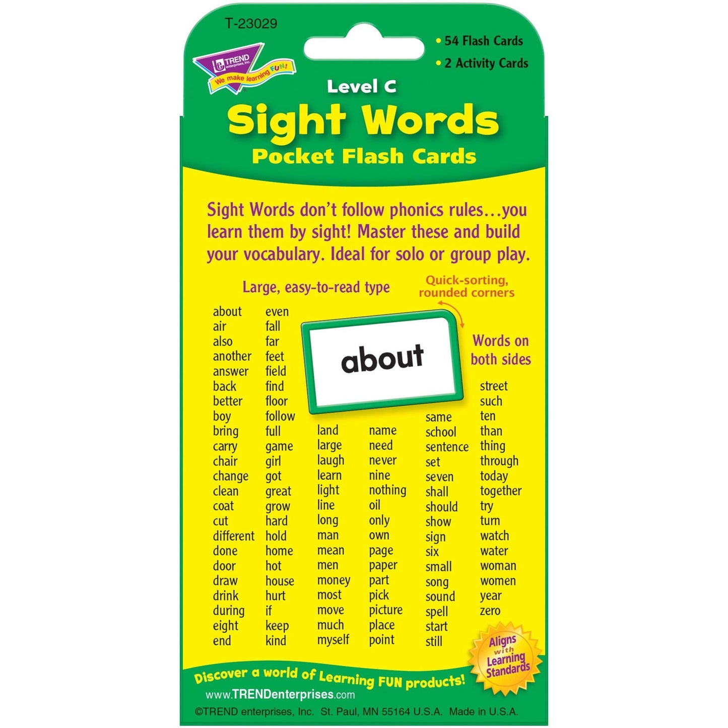 Sight Words Level C Flash Cards [Set Of 3]