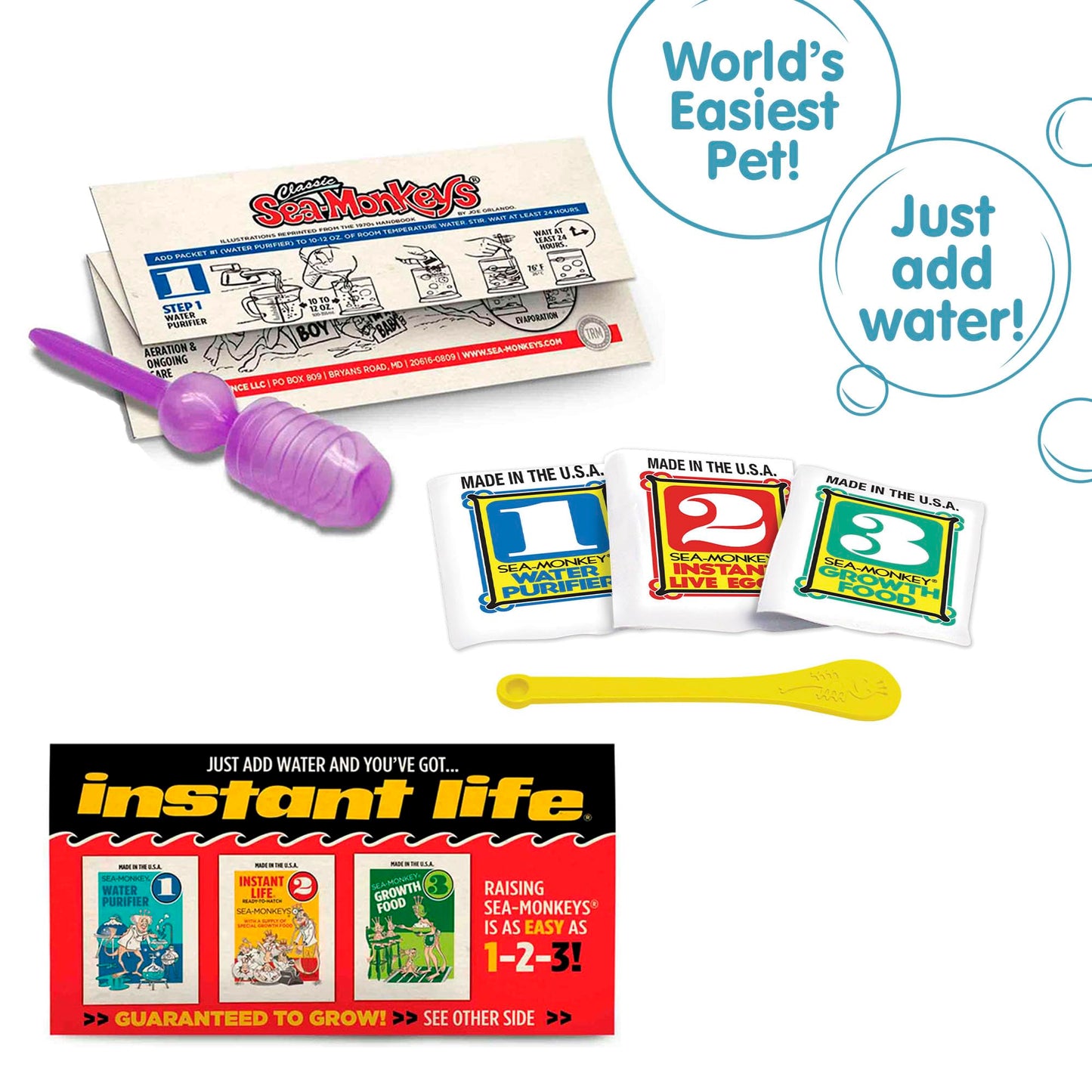 Sea Monkeys: Retro Instant Life Kit - Tiny Brine Shrimp Growth Set, World's Only Instant Pet, Create Life, Just Add Water, Educa