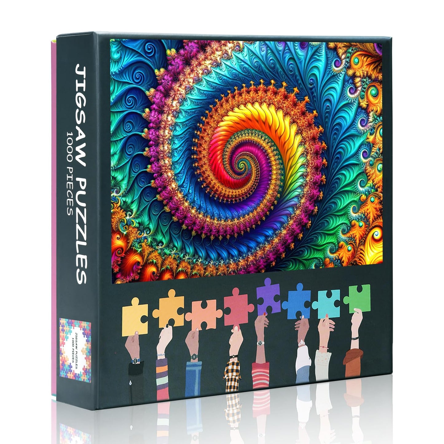 1000-Piece Jigsaw Puzzle - Infinite Fractal Spiral Patterns, Mindfulness Puzzles for Adults, Dynamic Color and Intricate Detail 