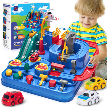 3 Year Old Boy Toys - Car Toys - Puzzle Track Rescue Racer Game Magnetic Helicopter - Stem | Montessori | Logical | Motor Skills Toys For Ages 2-4