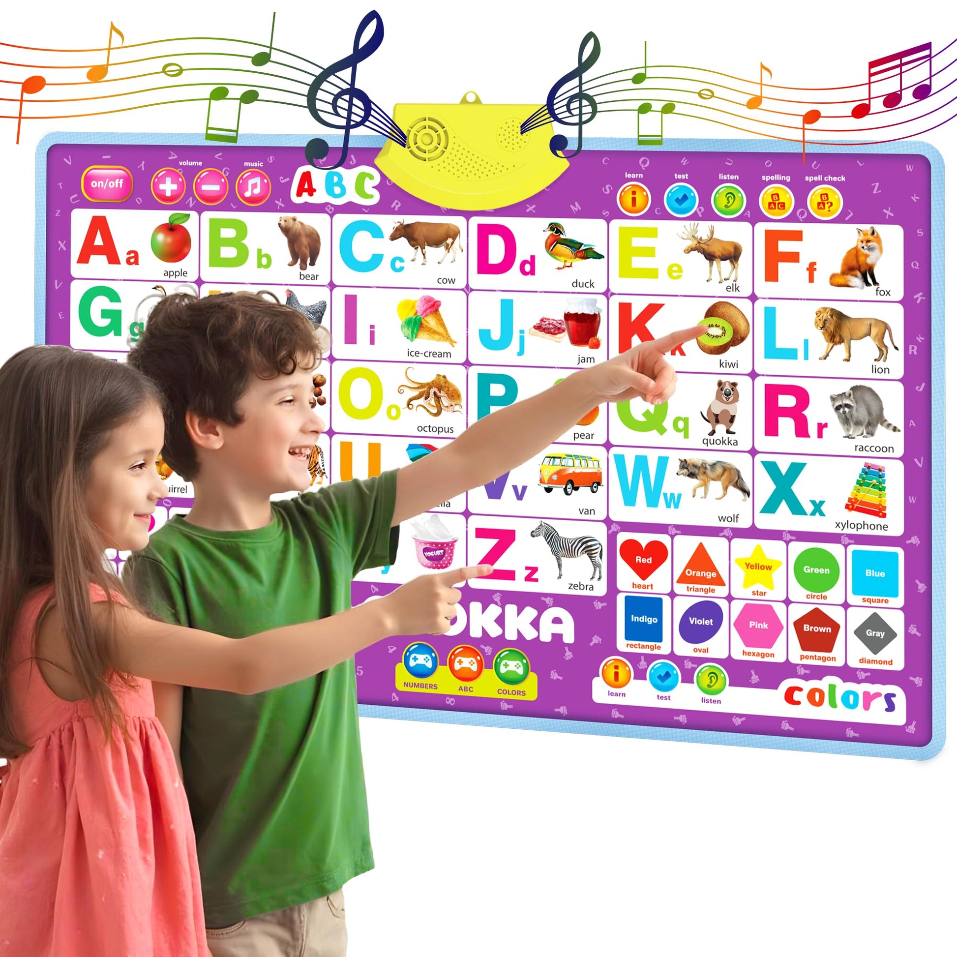 Quokka Alphabet Poster Educational Toy For 3-4 Year Old - Abc Learning Wall Chart For Toddlers - Interactive Speech Therapy Game