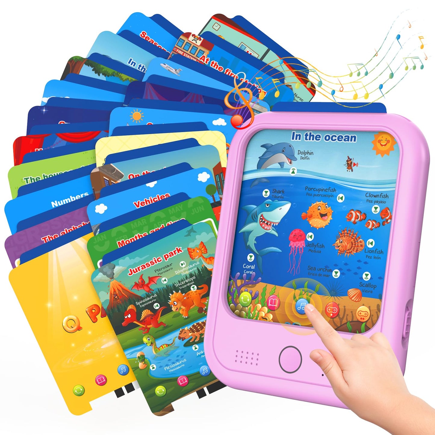 Kids Educational Learning Tablet Toy-Educational Tablet Toy To Interactive Learn Alphabets,Colors,Number,Foods,Jurassic Park,Ani