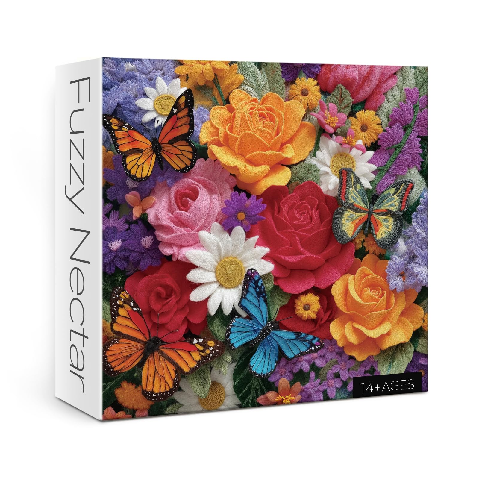 Colorful Flower Butterfly Puzzles for Adults 1000 Pieces Nature, Beautiful Art Spring Floral Jigsaw Puzzles, Pretty Rose Daisy P