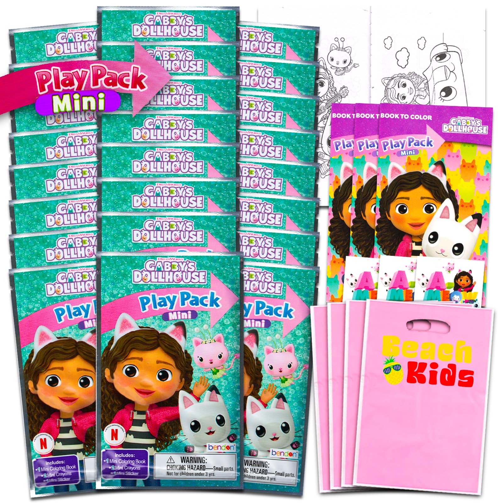 Gabbys Dollhouse Mini Party Favors Set for Kids  Bundle with 24 Mini Gabbys Dollhouse Grab n Go Play Packs with Coloring Page