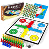 3 in 1 Magnetic Board Games Set for Kids Adults - Classic Travel Game Set with Chinese Checkers, Ludo, Snakes and Ladders, Educa